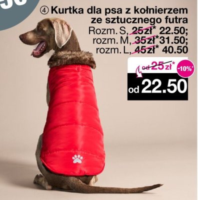 Kurtka dla psa z kołnierzem ze sztucznego futra rozmiar S promocja w Woolworth