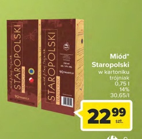Mi贸d pitny karton TR脫JNIAK STAROPOLSKI TRADYCYJNY promocja