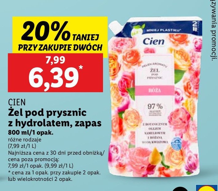 Żel pod prysznic róża zapas Cien promocja