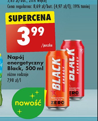 Napój energetyczny watermelon grape zero Black energy promocja w Biedronka