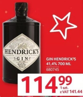 Gin Hendrick's 41,4% 700 ml promocja w Selgros