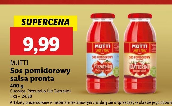 Sos pomidorowy datterini Mutti promocja w Lidl