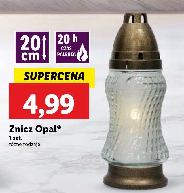 Znicz opal 20 cm 20 h promocja