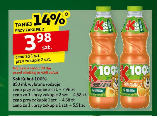 Sok jabłko-marchew-pomarańcza Kubuś 100% sok promocja