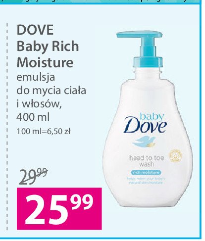Emulsja do mycia ciała i włosów rich moisture Dove baby promocja