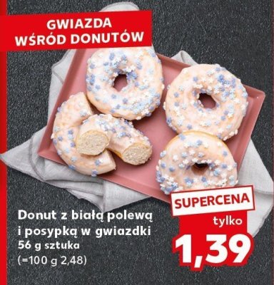 Donut z białą polewą i posypką w gwiazdki 56 g promocja w Kaufland