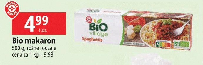 Makaron spaghetti Wiodąca marka bio village promocja
