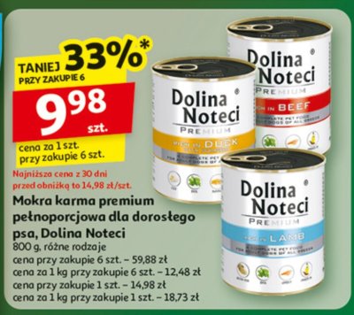 Mokra karma premium pełnoporcjowa dla dorosłego psa Dolina Noteci 800g różne rodzaje promocja w Auchan