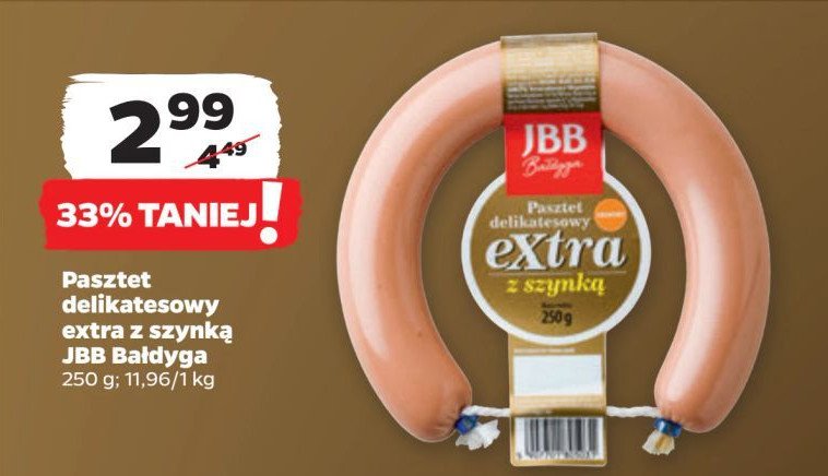 Pasztet delikatesowy extra z szynką Jbb bałdyga promocja w Netto