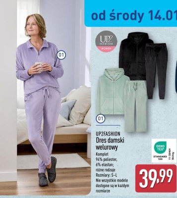 Dres damski welurowy UP2FASHION promocja w Aldi