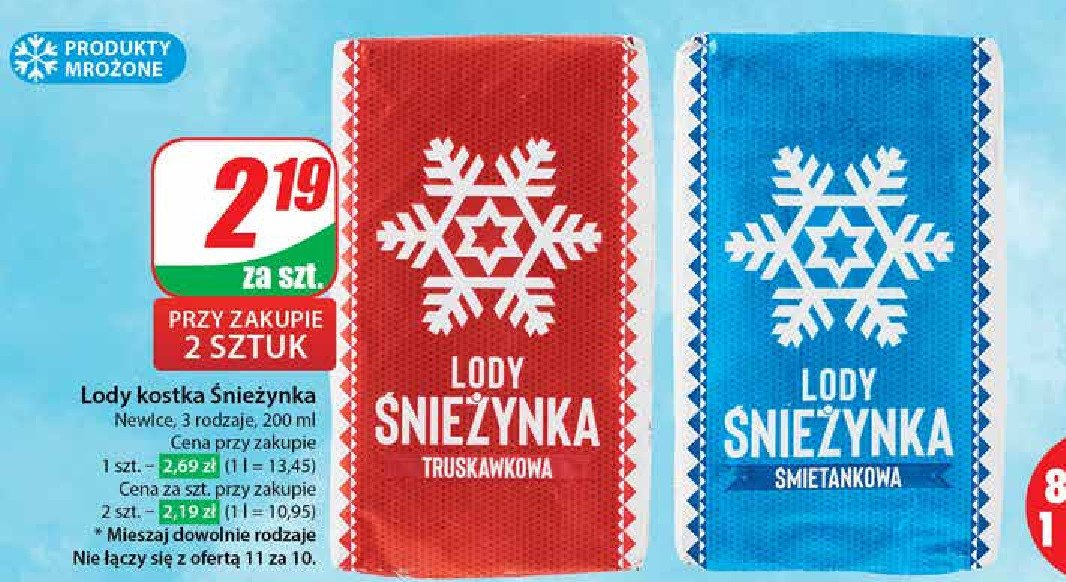 Lody śnieżynka truskawkowe Śnieżynka promocja w Dino