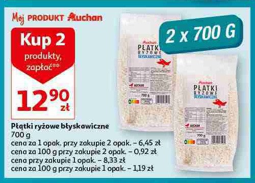 Płatki ryżowe błyskawiczne Auchan różnorodne (logo czerwone) promocja