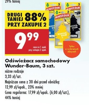Zapach samochodowy czarna klasyka Wunder-baum promocja