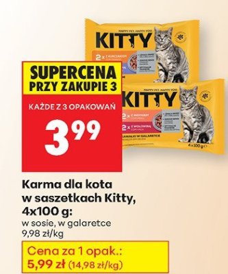 Karma dla kota w saszetkach 4x100 g Kitty promocja w Biedronka