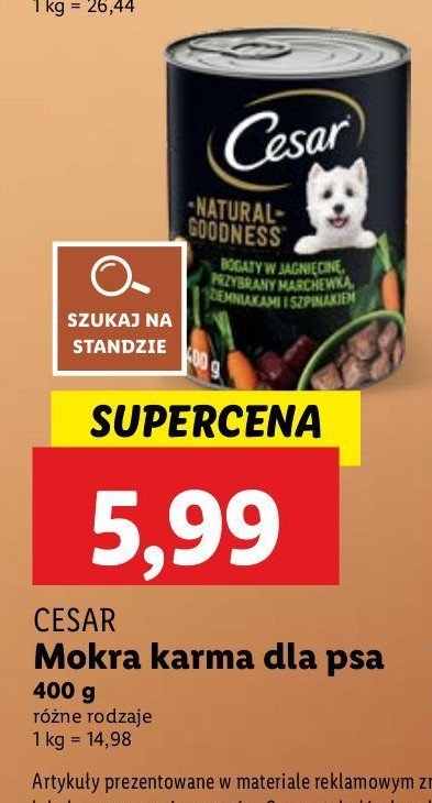 Karma dla psa z jagnięciną Cesar (karma) promocja