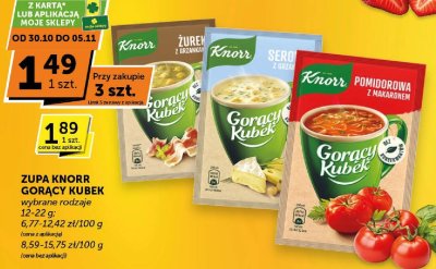 Zupa Knorr Gorący Kubek wybrane rodzaje promocja w ABC