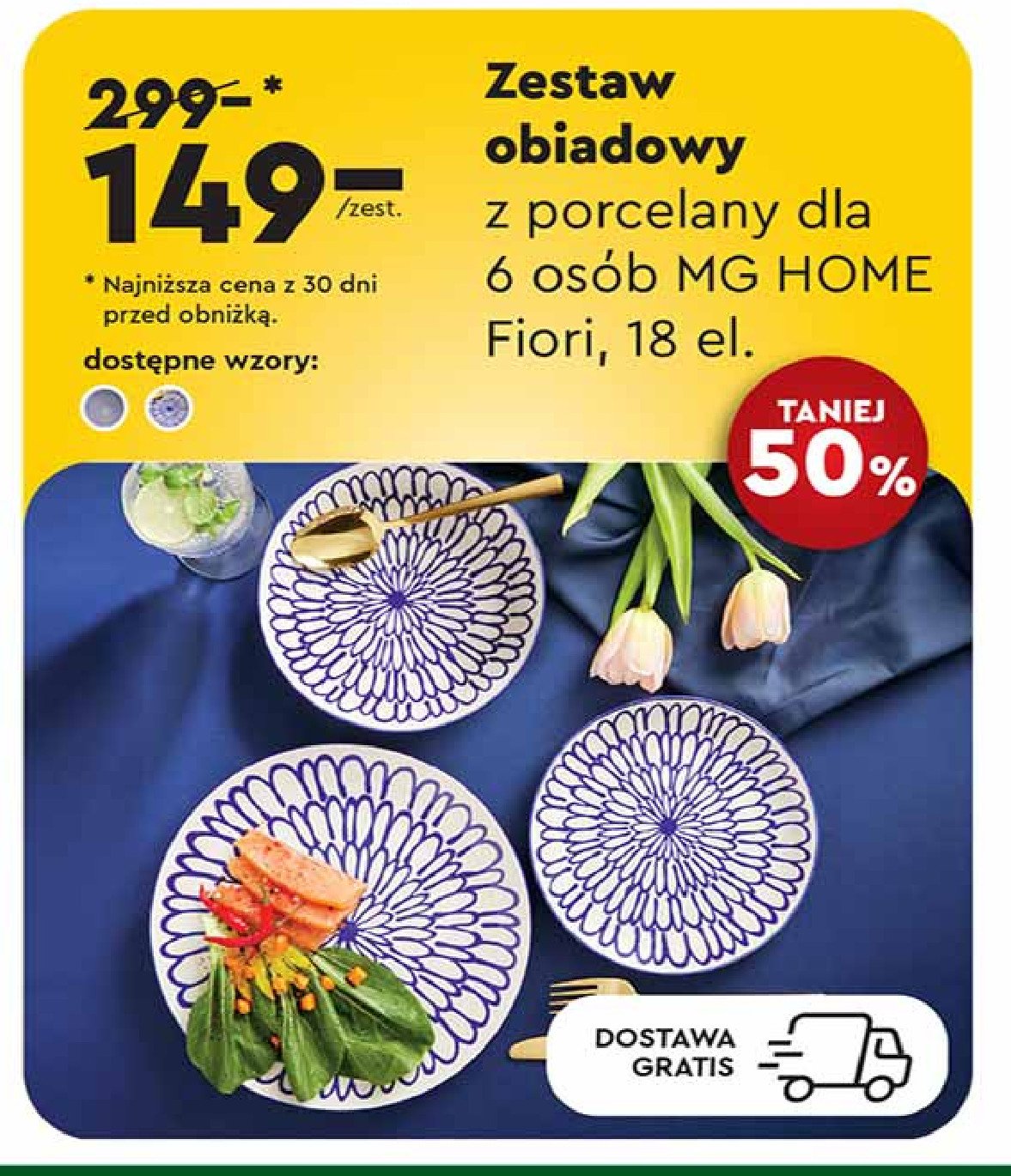 Zestaw porcelany fiori Mg home promocja w Biedronka
