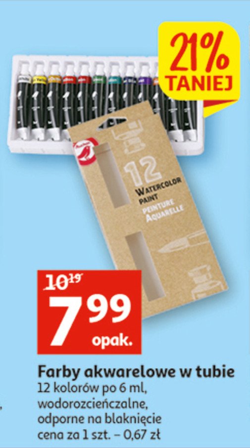 Farby akwarelowe Auchan różnorodne (logo czerwone) promocja