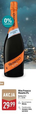 Wino Prosecco Mionetto 0% promocja w Aldi