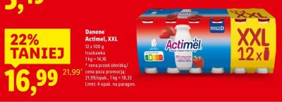 Jogurt pitny Actimel, XXL truskawka 12-pak promocja w Lidl