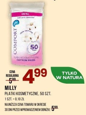 Płatki kosmetyczne Milly 50 szt. promocja w Drogerie Natura