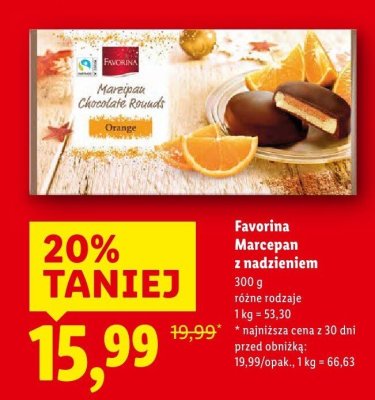 Marcepan z nadzieniem Favorina różne rodzaje promocja w Lidl