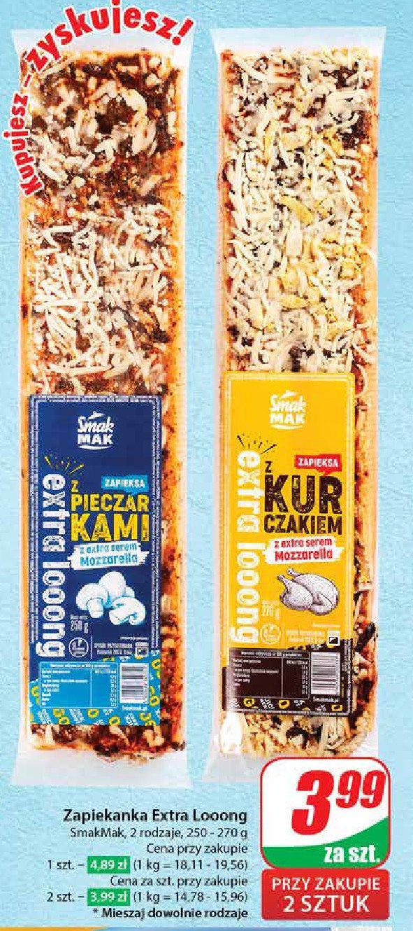 Zapiekanka extra long z pieczarkami i mozzarellą Smak mak promocja