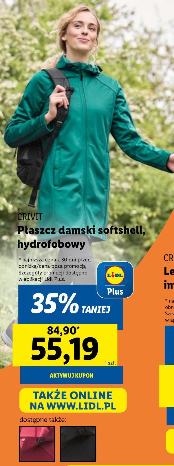 Płaszcz damski softshell s-l Crivit promocja w Lidl