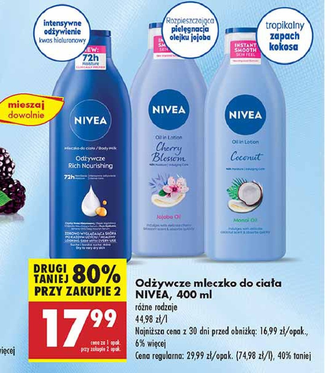 Balsam do ciała coconut Nivea promocja w Biedronka