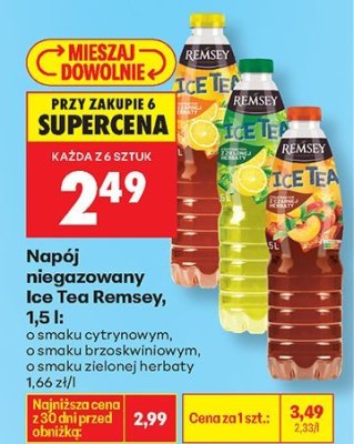Napój niegazowany Ice Tea Remsey cytrynowy 1,5l promocja w Biedronka