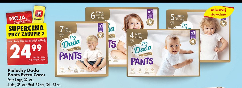 Pieluchomajtki dla dzieci junior 5 Dada extra care promocja