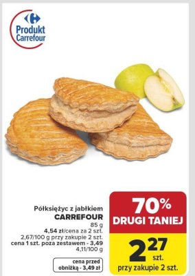 Ciastko półksiężyc z jabłkiem 85 g Carrefour promocja w Carrefour