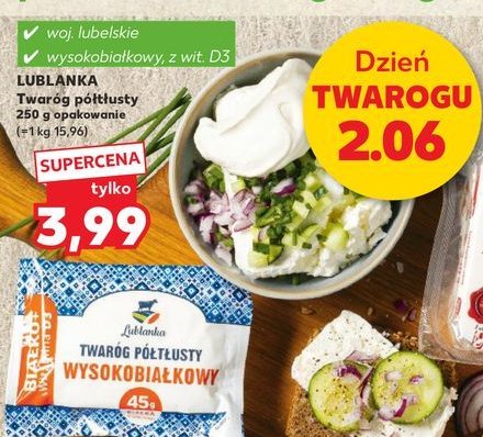 Twaróg półtłusty wysokobiałkowy Lublanka promocja w Kaufland