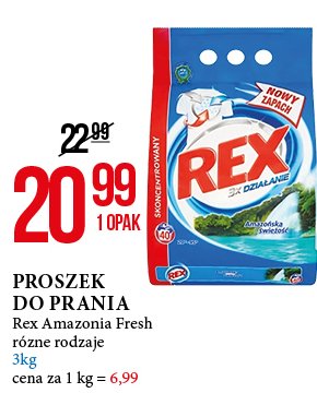 Proszek do prania amazonia freshness Rex 3x action white promocja
