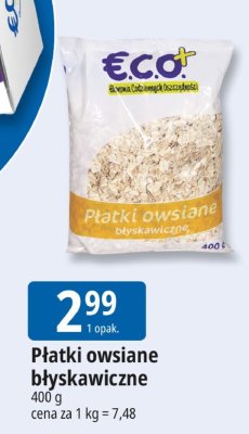 Płatki owsiane błyskawiczne ECO+ promocja w Leclerc