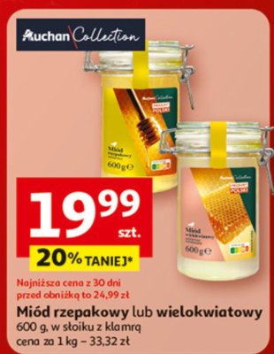 Miód rzepakowy lub wielokwiatowy promocja w Auchan