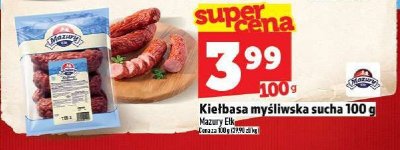 Kiełbasa myśliwska sucha 100 g Mazury t.m. promocja w TOPAZ