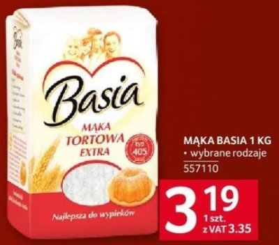 Mąka Basia tortowa extra 1kg wybrane rodzaje promocja w Selgros