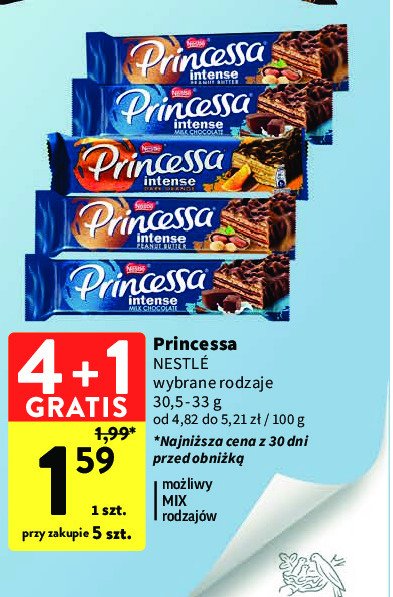 Wafelek milk chocolate Princessa intense promocja