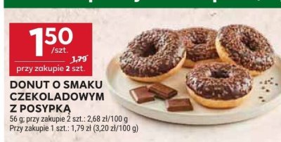Donut o smaku czekoladowym z posypką promocja w Stokrotka