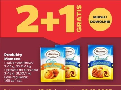 Produkty Mamone: cukier wanilinowy, proszek do pieczenia 2+1 GRATIS promocja w Netto