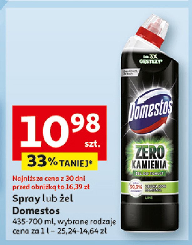 Żel do wc lime Domestos zero kamienia promocja w Auchan