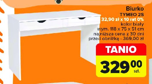 Biurko tymeo 2s 118 x 75 x 50.5 cm biały promocja