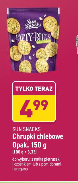 Chrupki chlebowe z natk膮 pietruszki i czosnkiem Sun snack promocja