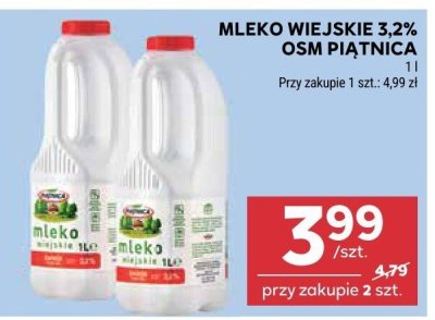 Mleko wiejskie 3.2% osm piątnica promocja w Stokrotka