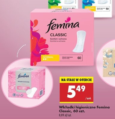 Wk艂adki higieniczne normal Femina classic promocja