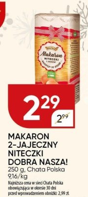 Makaron 2-jajeczny niteczki Dobra Nasza! promocja w Chata Polska