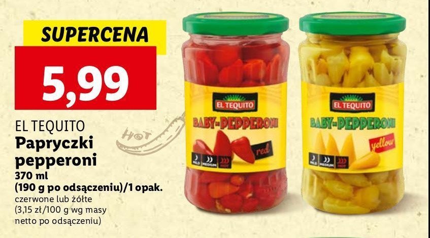 Papryczki pepperoni żółte El tequito promocja