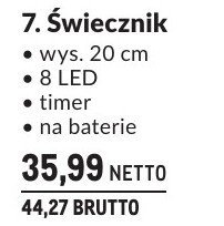 Świecznik dekoracja świąteczna wys. 20 cm 8 LED timer na baterie promocja w Makro