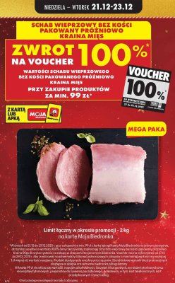 Schab wieprzowy bez kości pakowany próżniowo Kraina Mięs promocja w Biedronka